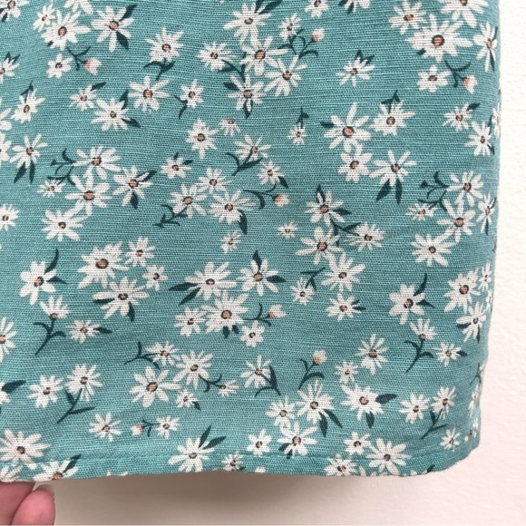AE American Eagle Linen Blend Floral Tie Back Mini Dress in Mint, Size Small - Picture 8 of 13